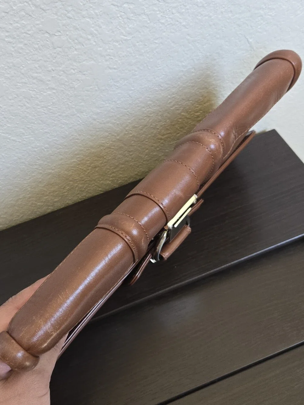 Michael Kors brown leather clutch